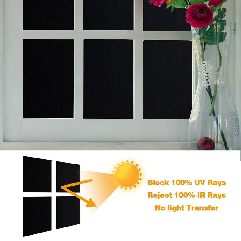 Mangobox Static Cling Total Blackout Window Film 100% UV Blocking Window Darkening Film Black Opaque Privacy Window Tint Removable Plastic Glass Covering (35.4x78.7 inches) - Image 4